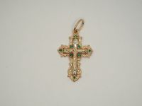Золотой крестик с изумрудами 3/3+ - 9