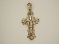 Серебряный крестик с изумрудом 4/3 - 5
