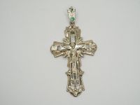 Серебряный крестик с изумрудом 4/2 - 8