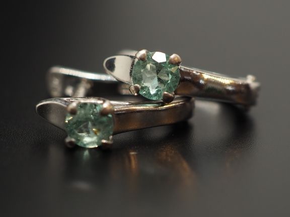 Серьги из серебра с натуральными бериллами - 61