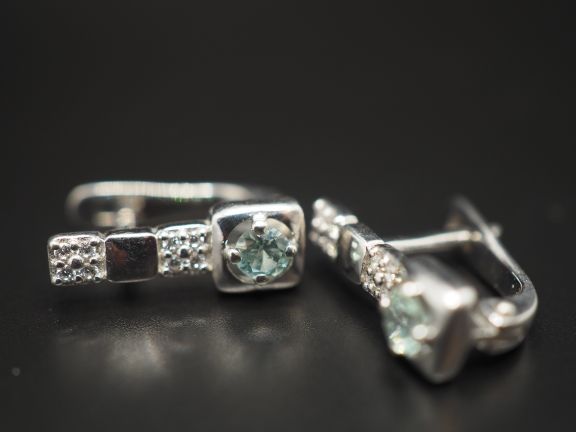 Серьги из серебра с натуральными бериллами - 76