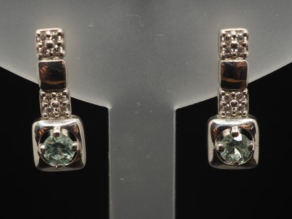 Серьги из серебра с натуральными бериллами - 76