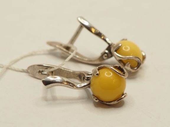 Серьги из серебра с Янтарём - 82