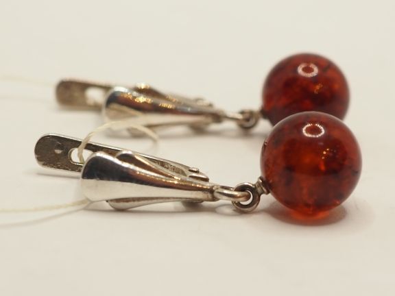 Серьги из серебра с Янтарём - 84