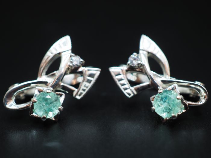 Серьги из серебра с натуральными бериллами - 90