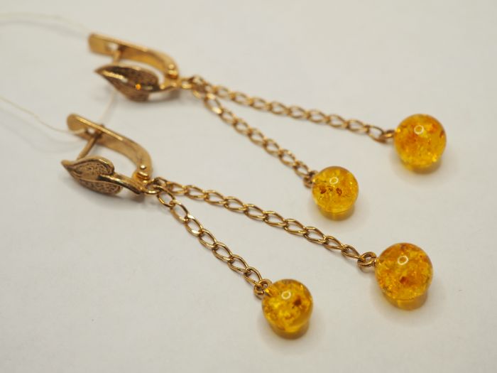 Серьги из серебра с Янтарём - 92