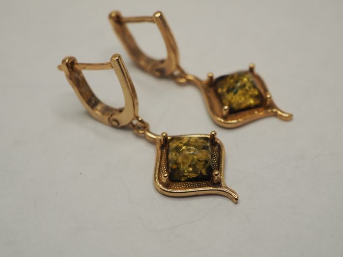 Серьги из серебра с Янтарём - 95